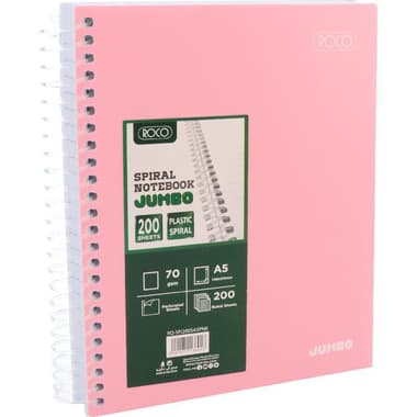 روكو جامبو دفتر ملاحظات
انجليزي/افتتاح عربي, A5, 200 ورقة, مسطر, وردي,