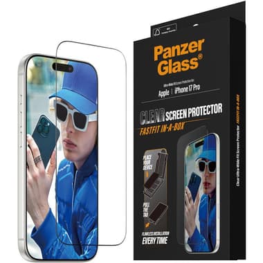 PanzerGlass Ultra-Wide Fit Fastfit In-A-Box Smartphone Screen Protector
for iPhone 17 Pro, Tempered Glass with Black Frame