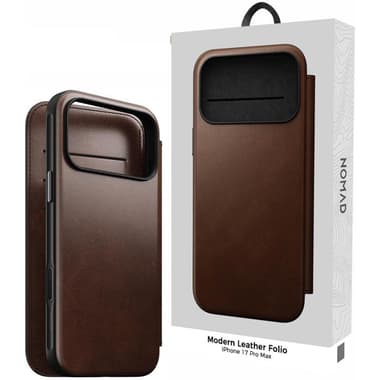 Nomad Modern Leather Folio Flip Cover Mobile Case with MagSafe
for iPhone 17 Pro Max, Brown