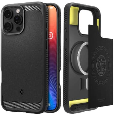 Spigen Rugged Armor MagFit Back Cover Mobile Case with MagSafe
for iPhone 16 Pro, Matte Black