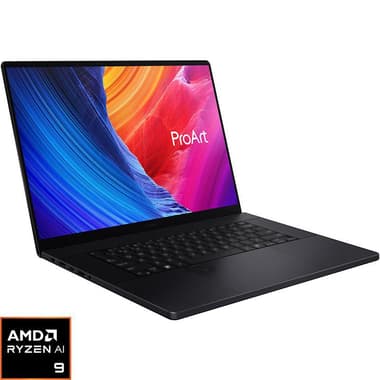 Asus ProArt P16 Laptop
AI with CoPilot+, 16", AMD Ryzen AI, 64 GB RAM, 2 TB + 2 TB PCIe 4.0 NVMe SSD, Windows 11 Home, NVIDIA GeForce 8 GB