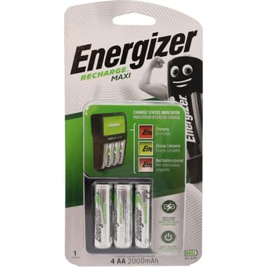 Energizer Recharge Maxi Charger + Battery Set
2300 mAh, 4X AA/AAA, Black/White