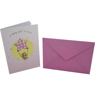 Designer Greetings Card & Envelope
"A New Baby Girl to Love", Assorted Color