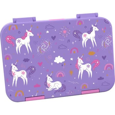 Atrium Lunch Box
Slant Open Mount with 4 Compartments with Unicorn Pattern Top Lid, Purple