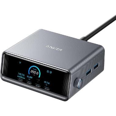 Anker Prime 250 GaN Desktop Charger
USB PD (Power Delivery), 250 Watts, 6 USB (4X USB-C/2X USB), Black