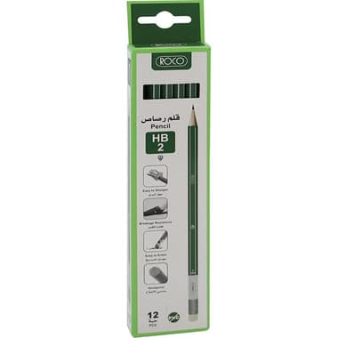 Roco Premium Hexagonal Green Barrel with Eraser Pencil
HB 2, Standard, 12 Pencils