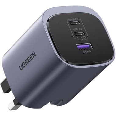 Ugreen Nexode S 3-Port 65W GaN Fast Charger
USB PD (Power Delivery), 65 Watts, 3 USB (2X USB-C/1X USB), Grey