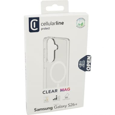 Cellularline Clear Mag Back Cover Mobile Case with MagSafe
for Samsung Galaxy S26+, Transparent