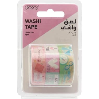 Roco Washi Tape
3 Reel, 5 m X 15 mm, Assorted Color