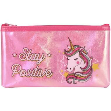 Soft Pencil Case
"Stay Positive" Unicorn Clear Shiny Design, Durable and Stylish, Light Purple