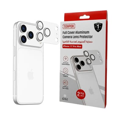 Techpick Full Coverage Aluminum Color-Matched Camera Protector (Full Frame) Smartphone Camera Accessory
for iPhone 17 Pro Max, Silver