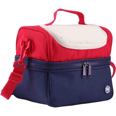 Atrium Big Zipper Lunch Bag
2-Tone Color, Blue/Beige/Red