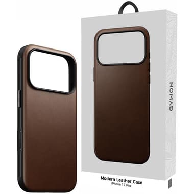 Nomad Modern Leather Back Cover Mobile Case with MagSafe
for iPhone 17 Pro, Brown