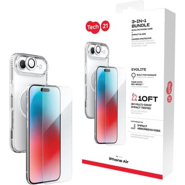 تيك 21 3 في 1 ماغ سيف حزمة حقيبة ايفو كير ماغ سيف + واقي شاشة زجاجي مقاوم للصدمات + حماية الكاميرا مجموعة حافظة للهاتف الذكي
متوافق مع آيفون آير, شفاف