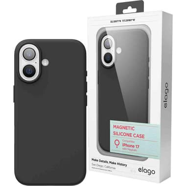 Elago Magnetic Silicone Back Cover Mobile Case with MagSafe
for iPhone 17, Black