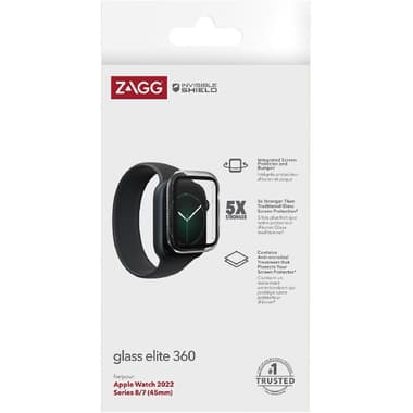 Zagg Elite 360 Smartwatch Fit Case
for Apple Watch Series 8 45, Clear/Black