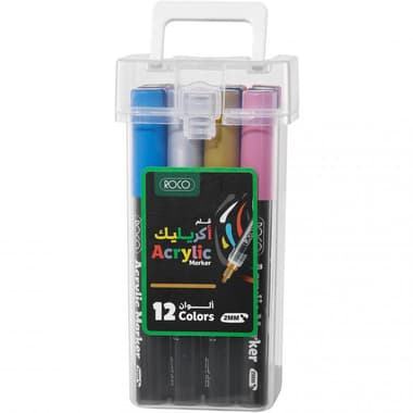 Roco Acrylic Marker (12 Colors) Graphic Art Marker
Assorted Color, Round Tip
