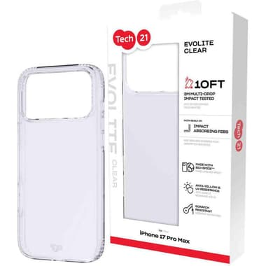 Tech21 EvoLite Back Cover Mobile Case
for iPhone 17 Pro Max, Clear