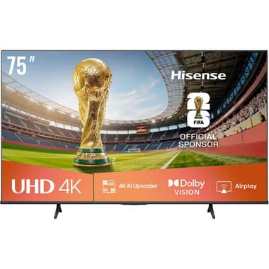 Hisense 75" Smart TV
4K LED, 60 Hz, Black, E6Q