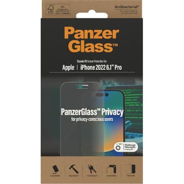 PanzerGlass Classic Fit Smartphone Screen Protector
Tempered Glass, Privacy, for iPhone 14 Pro