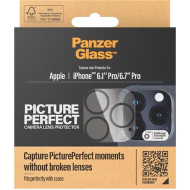 PanzerGlass PicturePerfect Camera Lens Protector (Full Frame) Smartphone Camera Accessory
for iPhone 15 Pro/iPhone 15 Pro Max, Black