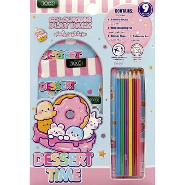 Roco Dessert Time with 6 Coloring Pencils
2 Coloring Books & Stickers Kids Travel Artist Set, Assorted Color, 9 Pieces