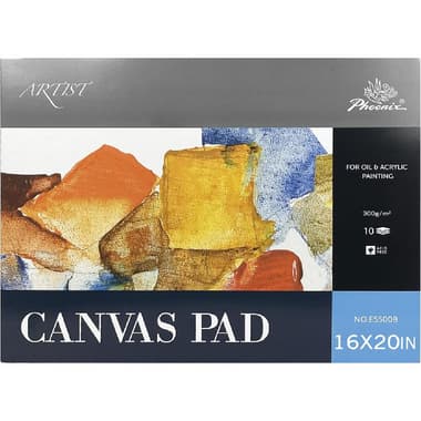 Phoenix Artist's Pad Canvas
Triple Gesso Primed, Acid-Free, 300 gsm, White, 16 X 20 in, 10 Sheets