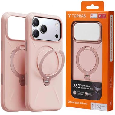 Torras Ostand Spin Softune Back Cover Mobile Case with MagSafe
for iPhone 17 Pro, Blush Pink