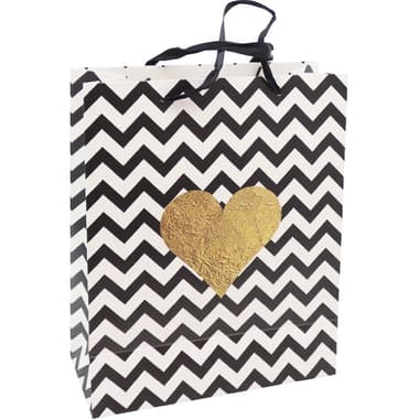 Gift Bag
Printed with Ribbon Handle, Medium, Black/White/Gold