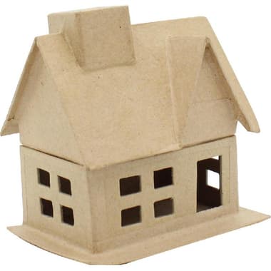 Paper Mache Accent
Small House, Unpainted, Recycled Paper, Rectangle