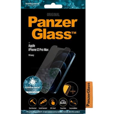 PanzerGlass Privacy Antibacterial Smartphone Screen Protector
Tempered Glass, Standard Fit, for iPhone 12 Pro Max