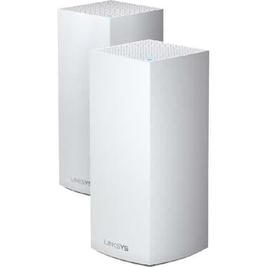 Linksys Velop (2-pack) Whole Home Mesh Wi-Fi
Wi-Fi 6 (802.11ax), Tri-Band (2.4 GHz/5 GHz/5 GHz), up to 80 Devices, 3 Port (LAN)/Single Port (WAN), White