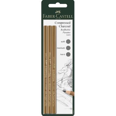 Faber-Castell PITT Charcoal Pencil Set
Soft/Medium/Hard, 3 Pieces