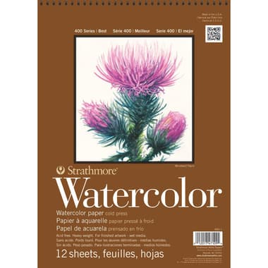 Strathmore Watercolor Pad
Cold Press, 300 gsm, White, 12 X 18 cm, 12 Sheets