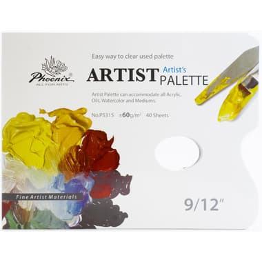 Phoenix Artist's Paper Palette Painting Accessory
for Acrylic, Oils, Watercolor and Mediums, 40 Sheets