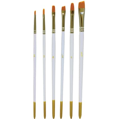 Short Handle Artist Brush
Gold Synthetic, Chisel/Oval, for Acrylic/Watercolor and Craft Paints, 6 Pieces