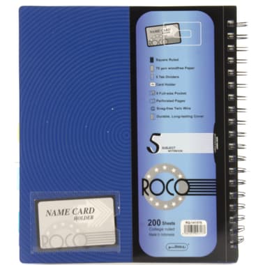 Roco University Notebook
22.5 X 26.5 cm, 400 Pages (200 Sheets), 5 Subjects, Square Ruled