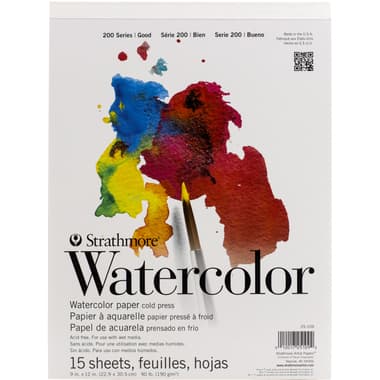Strathmore Watercolor Pad
Cold Press, 190 gsm, White, 23 X 30.5 cm, 15 Sheets