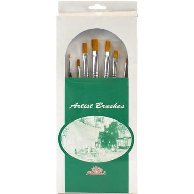 Phoenix Long Handle Artist Brush
Gold Nylon, Flat, for Oil and Acrylic, Sizes: 0;2;4;6;8;10;12, 7 Pieces