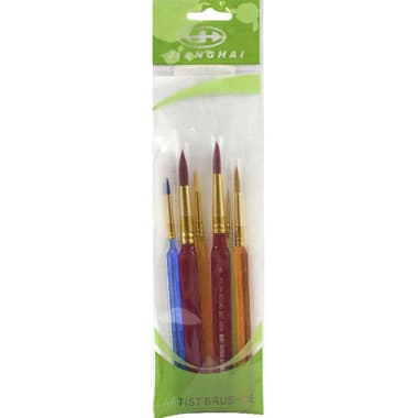 Short Handle Artist Brush
Dyed Nylon, Round, for Acrylic/Watercolor and Craft Paints, 6 Pieces