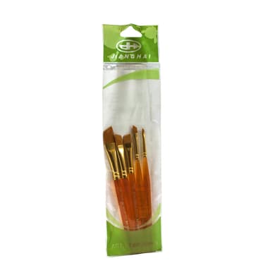 Short Handle Artist Brush
Gold Nylon, Angular, for Acrylic/Watercolor and Craft Paints, Sizes: 1/8", 1/4", 3/8", 1/2", 5/8", 5 Pieces