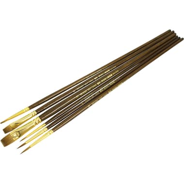 Long Handle Artist Brush
Natural Sable (Weasel), Flat/Round, Oil and Acrylic, Round: 2;6;10, Flat: 4;8;12, 6 Pieces