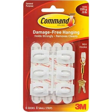 3M Command Hook
Double Adhesive, 225.00 g ( 7.94 oz ), Mini, White