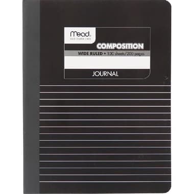 Mead Composition Notebook
Journal Half-Blank/Half-Lined, 7.5 X 9.75 in, 200 Pages (100 Sheets), Single/Wide Ruled, Black Marble