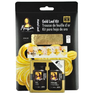 Speedball Mona Lisa Gold Leaf Kit: Sheets;Adhesive;Sealer
Tin Foil (25 Sheets);Bottles, Gold,