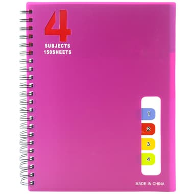 Notebook
A4, 300 Pages (150 Sheets), 4 Subjects, Wide Ruled