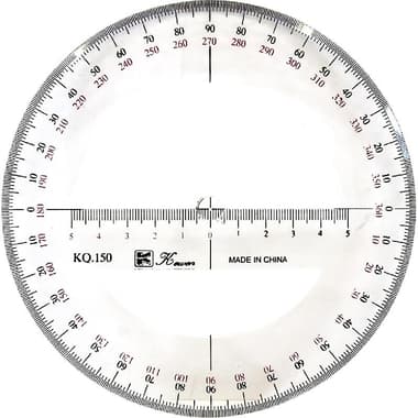 Protractor
Circle, 360 Degrees, 15 cm Diameter, Acrylic