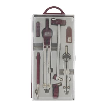 Drawing and Measuring Instrument Set
Compass;Divider;Ink/Pen Attachment;Extension;Lead;Sharpener, Plastic/Zinc