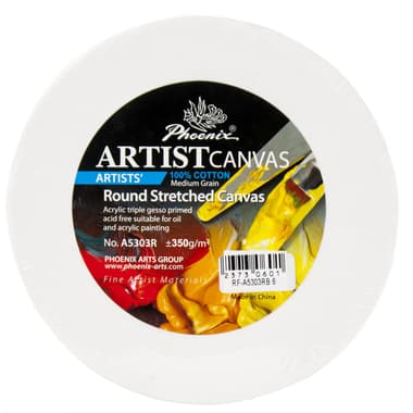Phoenix Artists' Stretched Canvas
Round, Medium Grain, 6" Diameter