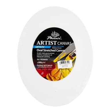 Phoenix Artists' Stretched Canvas
Oval, Medium Grain, 6 X 8 in